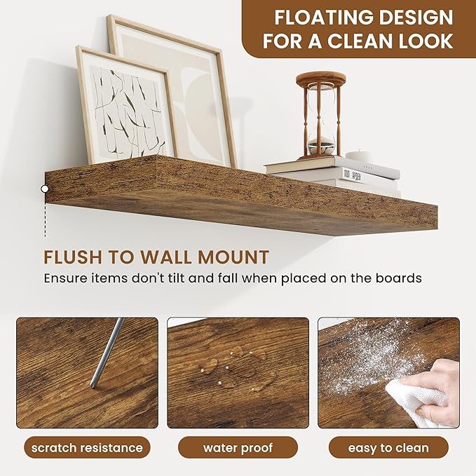 fuqing Floating Shelves for Wall, Wall Mounted Wood Floating Shelf