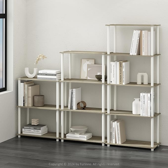 Furinno Turn-N-Tube Book Shelf, 4-Tier Bookshelf, Bookcase