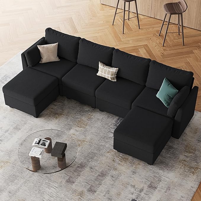 Huatean Home 114.17" Modular Sectional Sofa, 6 Seat Sectional Couches