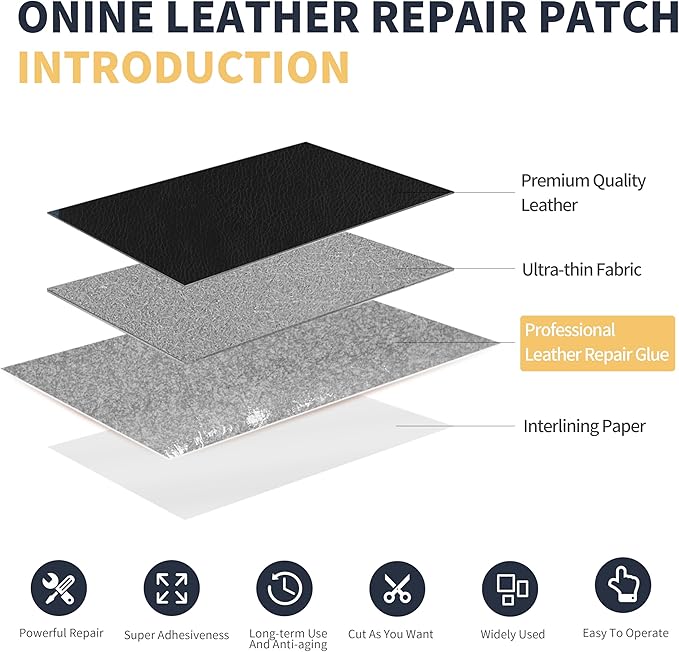 ONine Leather Repair Patch, Self-Adhesive Couch Patch, Car Seats Backpack