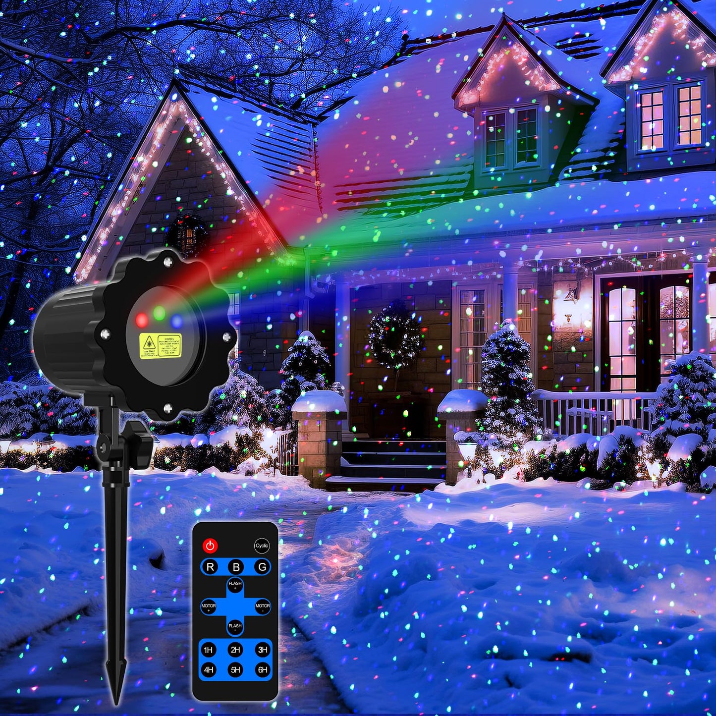 SHEDALED Laser Christmas Projector Lights Outdoor, RGB Laser Light Projector, Firefly Lights Show with Remote & Timer, Waterproof, Holiday Decoration for Christmas, Home House Decor, Party, Garden