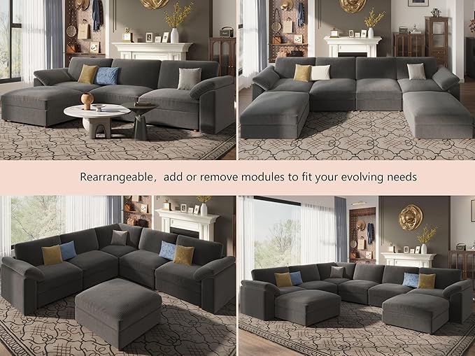 EASE MOOSE Oversized Sectional Modular Sofa, Large U Shape Sectional Couch Wide