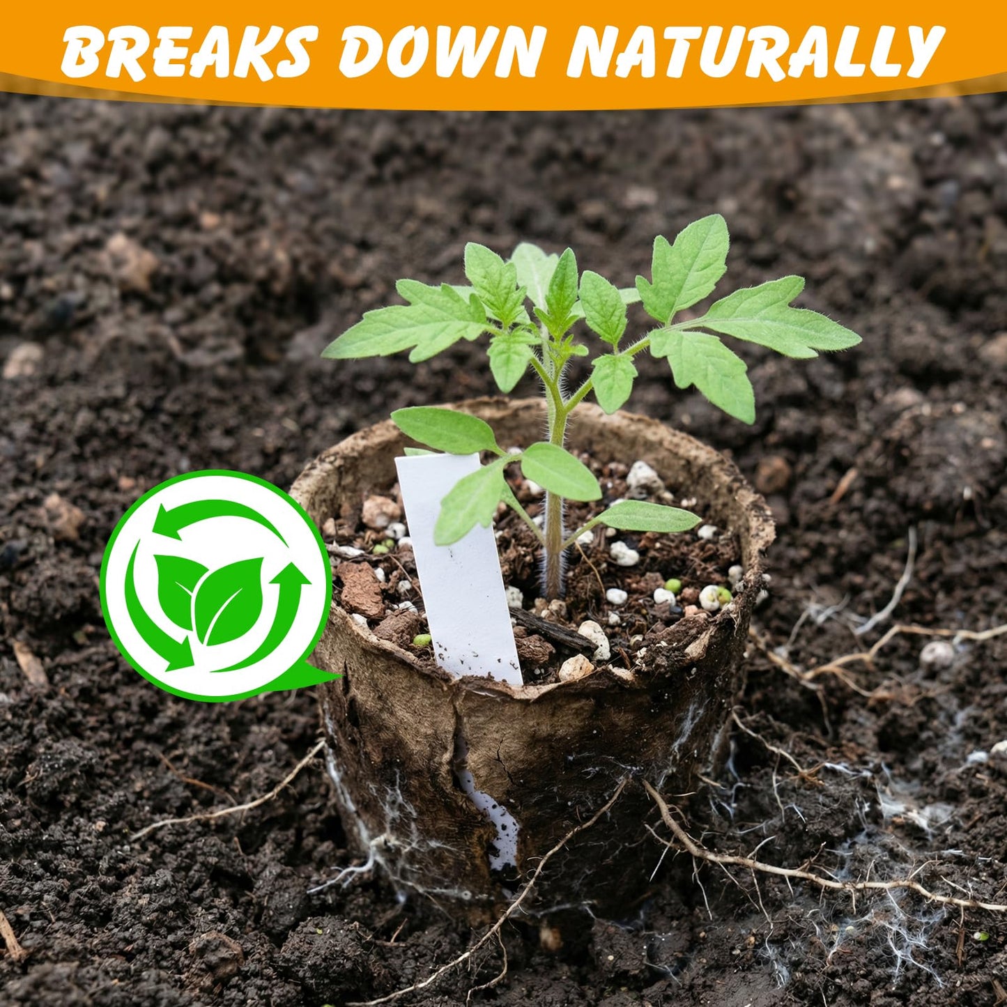 ondware 90-Pack 3.15 Inch Peat Pots for Seedlings with 100Plant Labels, Seed Starter Pots with Drainage Holes, Nursery Pots for Garden Planting