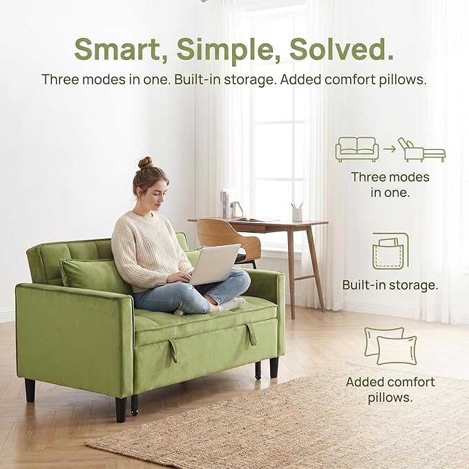 3 in 1 Convertible Sofa Bed, Loveseat Sleeper Sofa