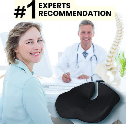 X Large Seat Cushions for Office Chairs, Car & Truck. Gaming Chair Seat Cushion and Sciatica Pain Relief Pillow for Back Pain. Orthopedic Coccyx Cushion for Tailbone Pain Relief (Original Black)
