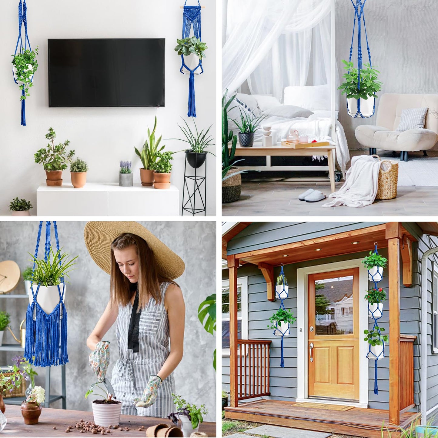 SFENNGPET Macrame Plant Hangers, 6Pack Hanging Planters for Indoor Plants w/ 6 Set Hangers Kit Handmade Macromay Plant Hangers Indoor Flower Pots Holder Stand for Boho Home Décor (POTS NOT Included)
