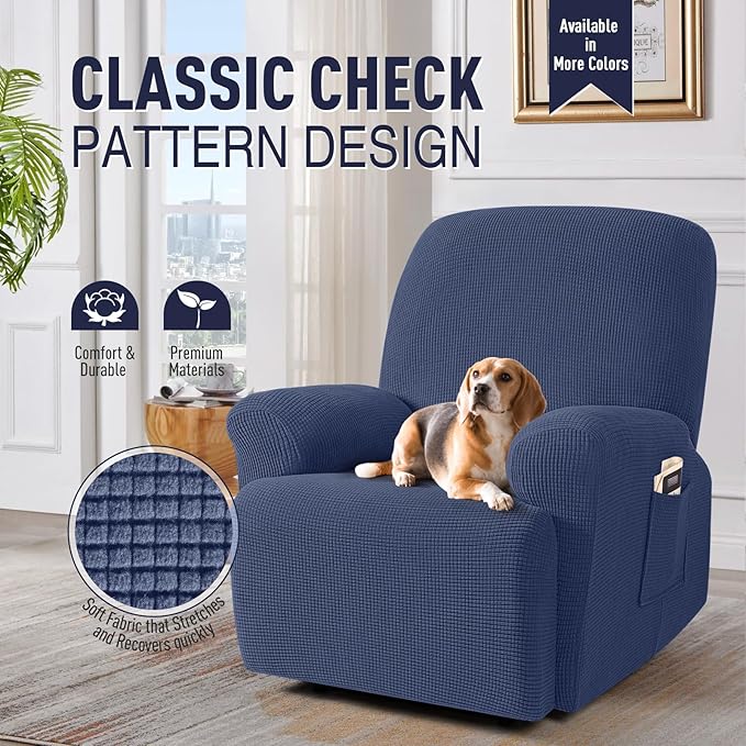 TAOCOCO Recliner Cover 4-Pieces, Recliner Stretch Sofa Slipcover, Recliner