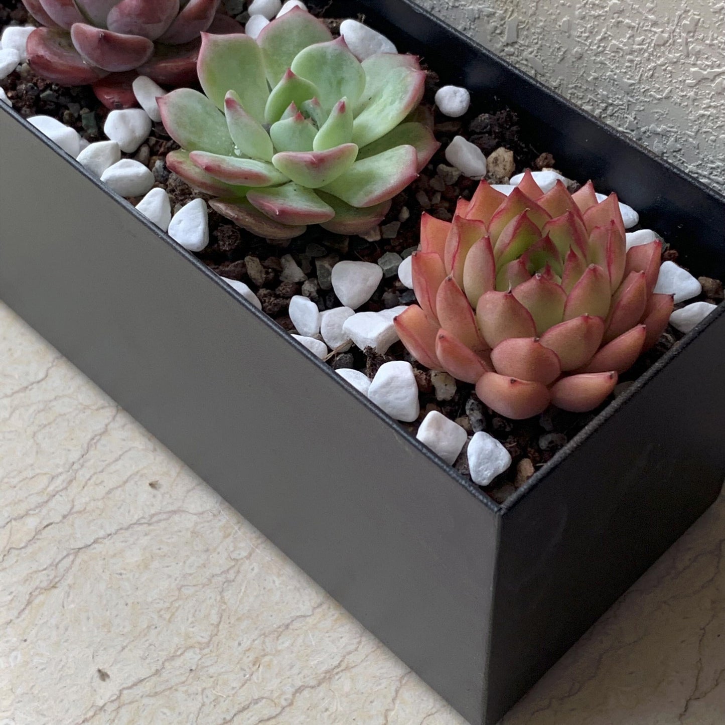 PSOIRGCNH Modern Metal Steel Trough Planter - Rectangle Black Planters for Indoor - 16" Window Sill Planters - Table or Window Boxes Planter - Windowsill Herb(1pc Short Black)