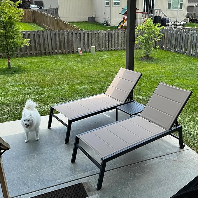 PURPLE LEAF Extra Large Outdoor Chaise Lounge 4 Pieces Aluminum Patio Lounge