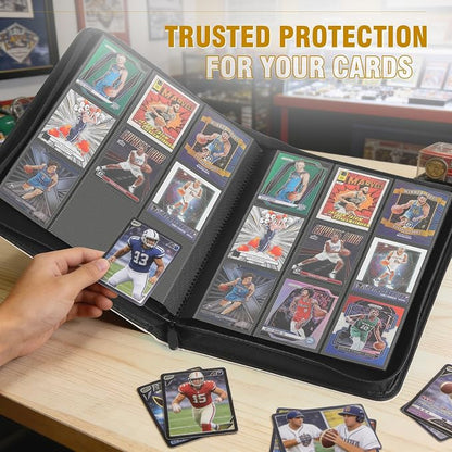 Trading Card Binder, Card Binder 9 Pocket for Trading Cards, Holds 540 Cards, Zippered Premium Card Collection Binder Album for Game Card, Sports Card, Yugioh, MTG (Ivory White)