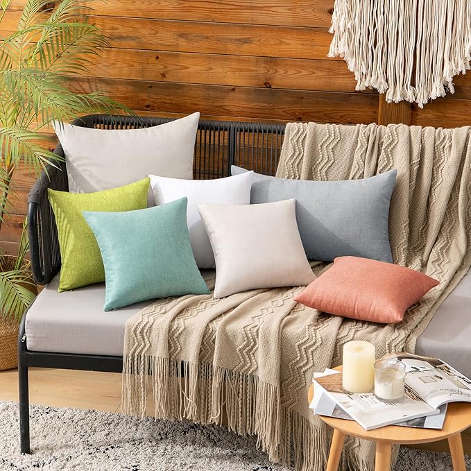 MIULEE Pack of 2 Decorative Outdoor Solid Waterproof Throw Pillow Covers Spring