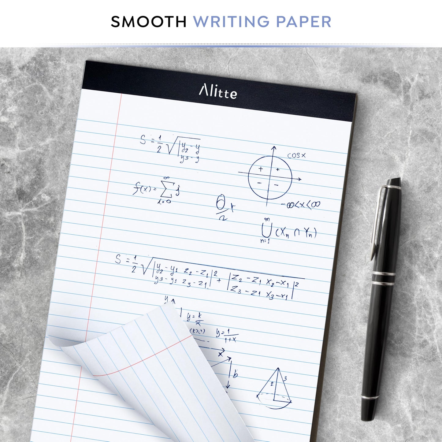 Alitte Legal Notepads 8.5 x 11, Pack of 3 - Perforated Wide Ruled Writing Pad - Premium Thick Paper, No Ink Bleeding - Blank Legal Pads For Home, Office, School, Business - 50 Sheets Per Notebook