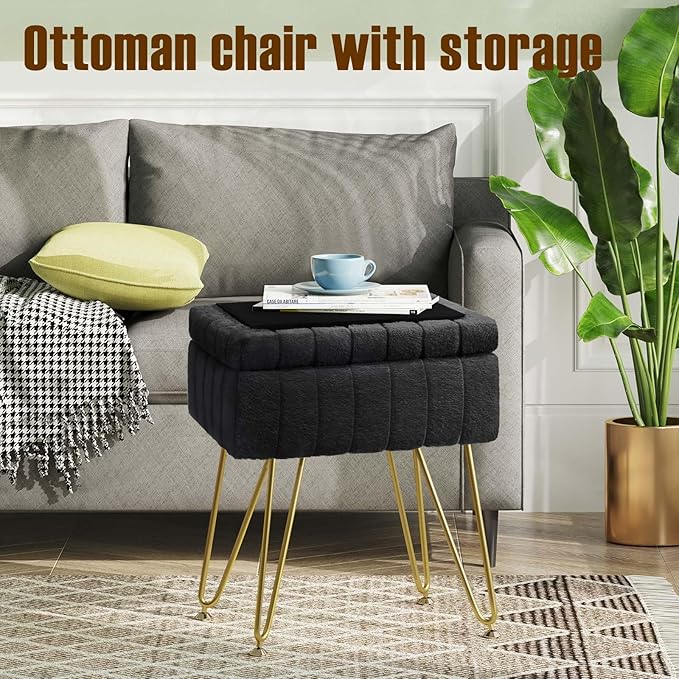 Greenstell Vanity Stool Chair Faux Fur