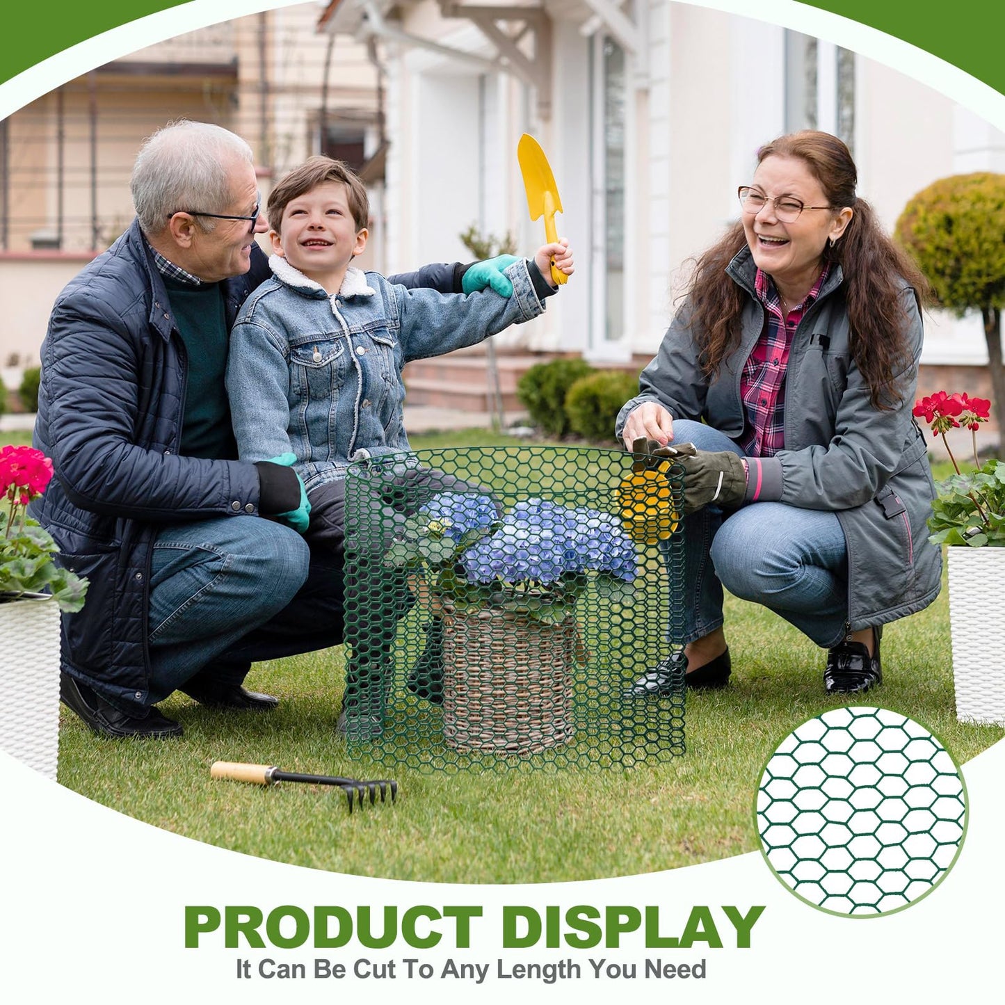 All-in-One 200 Inch Plant Protectors from Animals Kit - 0.85mm Heavy Duty Chicken Wire Cloche,Free-Cut Wire Mesh Roll Includes Pliers, Gloves, Ties, Stakes for Custom Outdoor Cages (16 * 200 Inch)