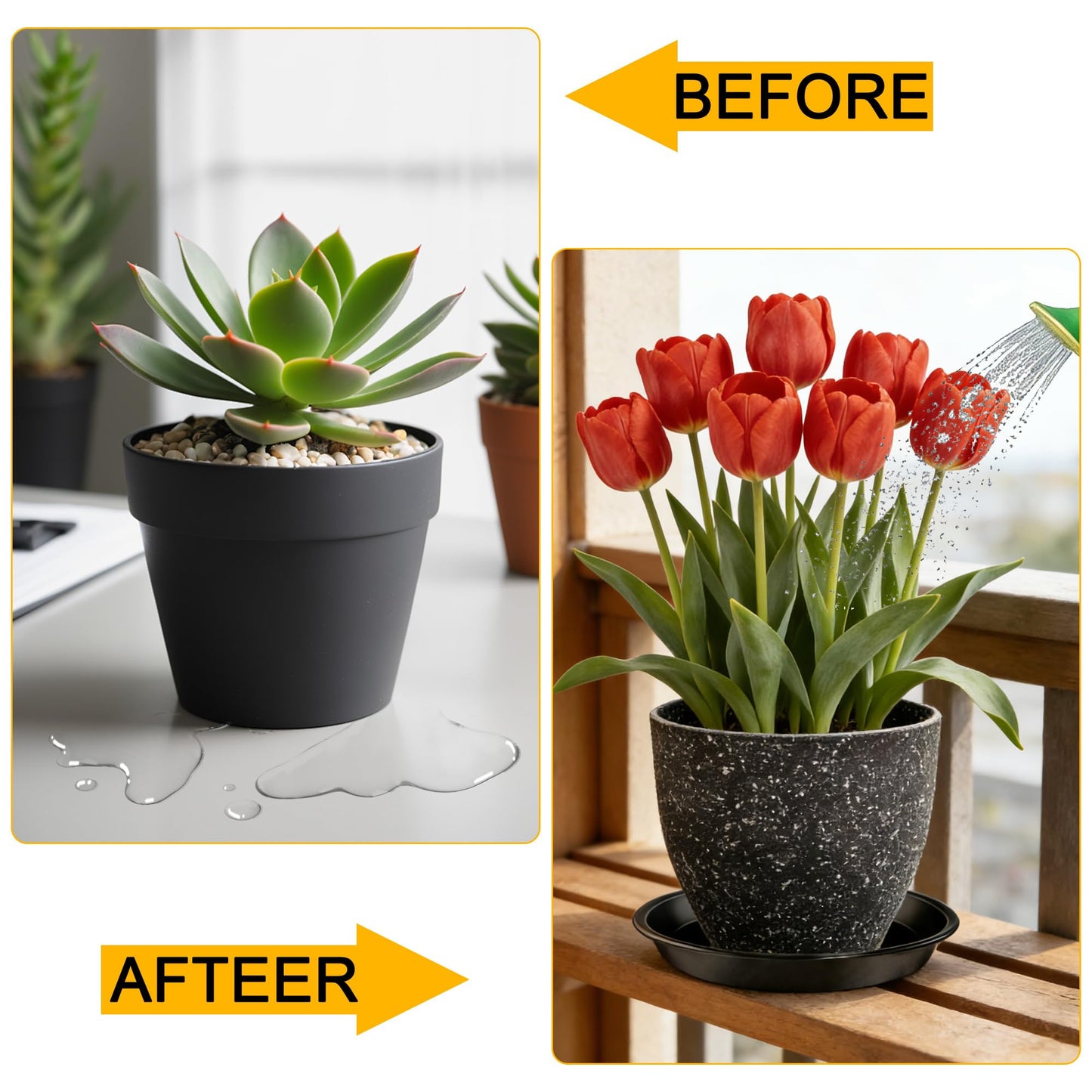 WYIPOLZI 6 Pack 12 Inch Plant Saucers Tray, Heavy Duty Plastic Plant Trays Drip Plates for Home & Garden Potted Plants, Water Trays Saucers for Pots Planter, Indoor Outdoor Use,Black