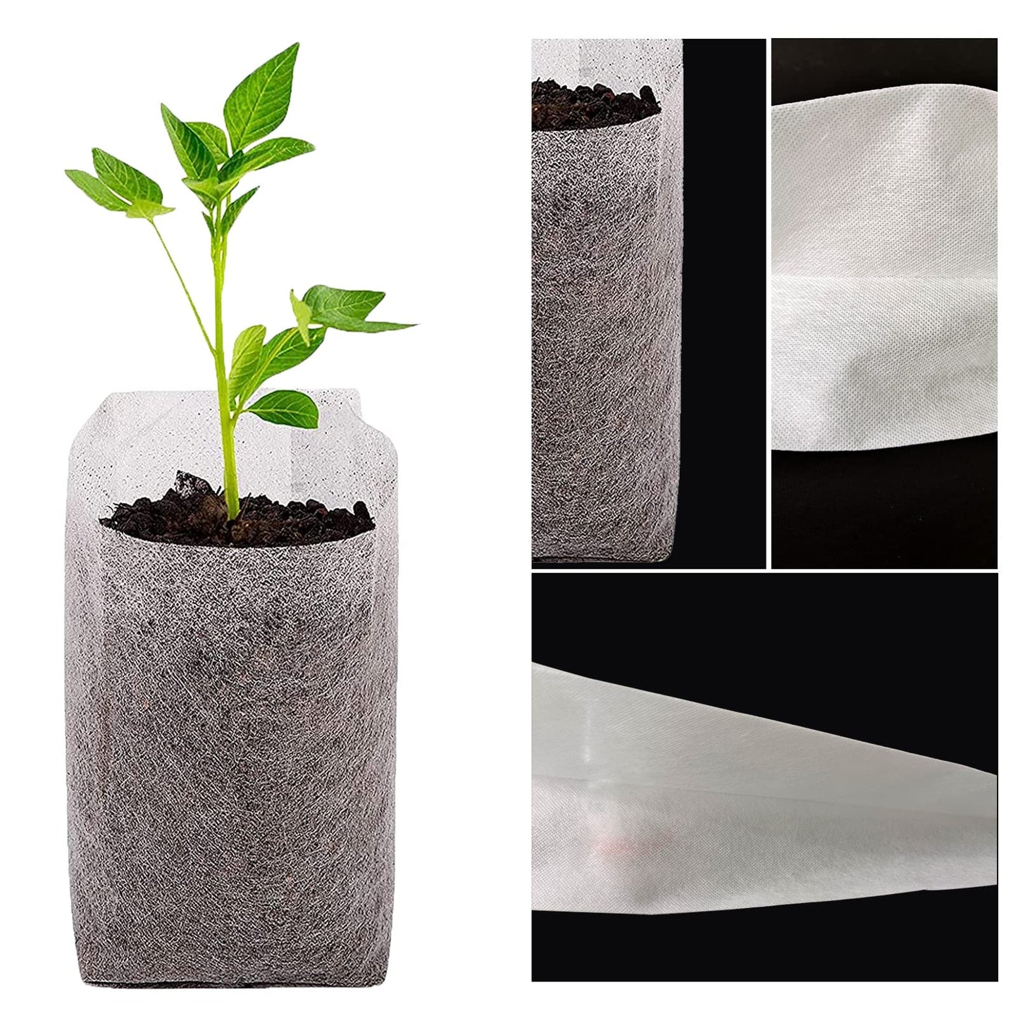 Tarklanda 100pcs Grow Bags,Biodegradable Non-Woven Plant Nursery Bags Plant Fabric Seedling Pots Bags Plants Home Garden Supply (7.8 * 11.8)