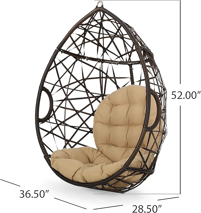Christopher Knight Home Isaiah Indoor/Outdoor Wicker Tear Drop Hanging Chair