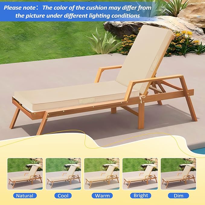 Basic Beyond Chaise Lounge Cushions Outdoor, 3-Layer Waterproof Outdoor