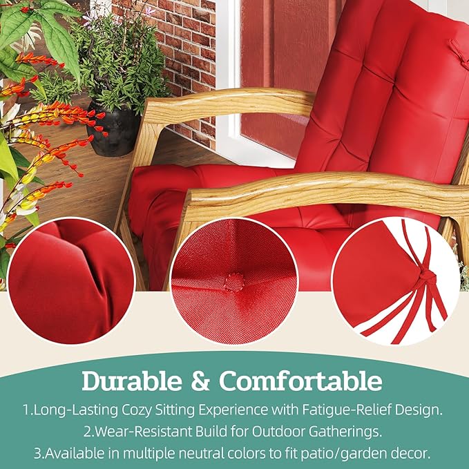 Outdoor Chair Cushions Set of 2, High Back Soft Seat Pad