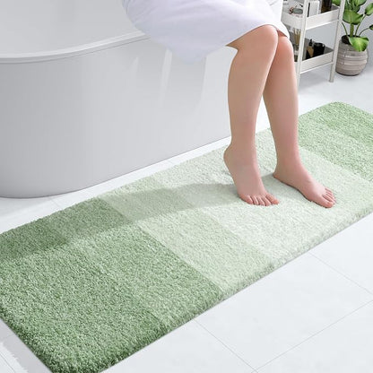 OLANLY Bathroom Runner Rugs Mat 59x20, Extra Soft Absorbent Microfiber Bath Rugs, Rubber Backing, Quick Dry, Washable Long Bath Mats for Bathroom, Tub and Shower, Home Decor Accessories, Sage Green