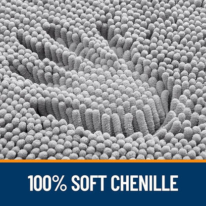 OLANLY Bathroom Runner Rugs 70x24, Extra Soft Absorbent Chenille Bath Rugs, Rubber Backing Quick Dry, Machine Washable Long Bath Mats for Bathroom Floor, Tub and Shower, Home Decor Accessories, Grey