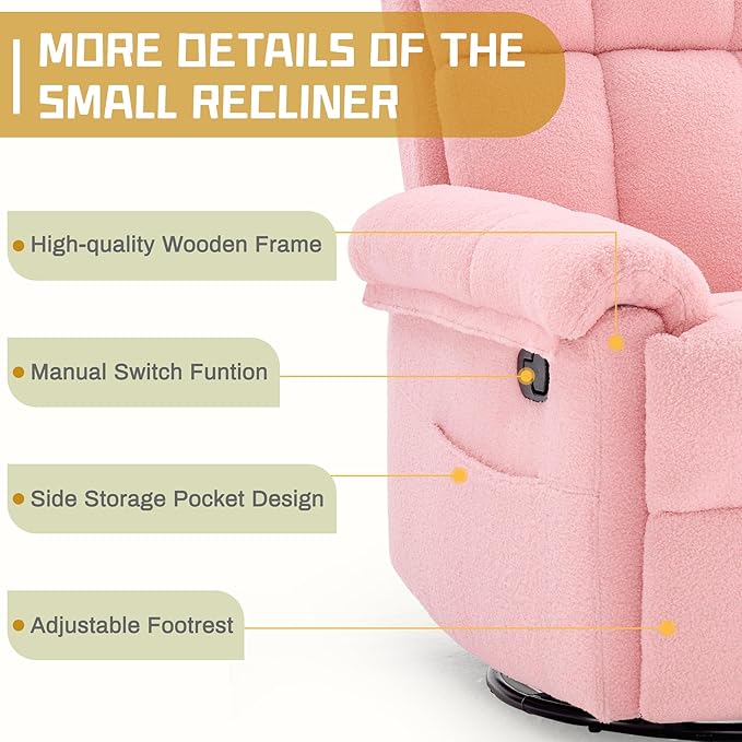Korser Recliner Chair, Swivel Rocker Recliner Chair