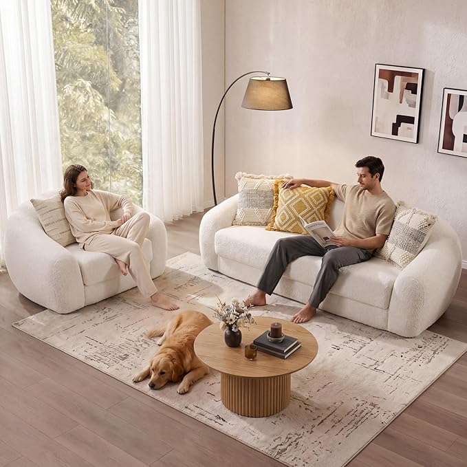 SICOTAS 90.6" Curved Convertible Sofa Couch Bed