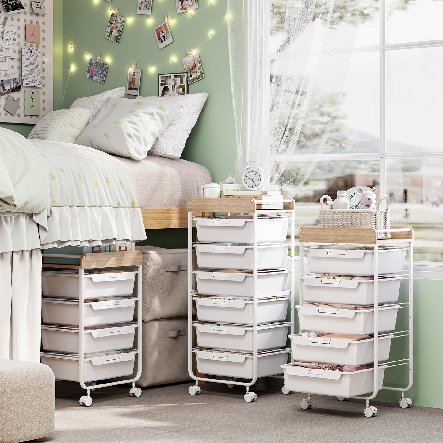 APEXCHASER Utility Cart with 5 Drawers,Rolling Storage Cart for Crafters Artists Kids Teacher Student Storage Arts Crafts & Sewing Study Supplies in Craft Room Dorm Classroom Kids Room-White