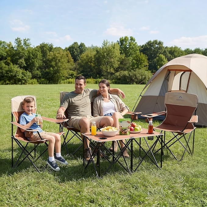 Camping Chair Set of 3, Outdoor Folding Camping Chairs