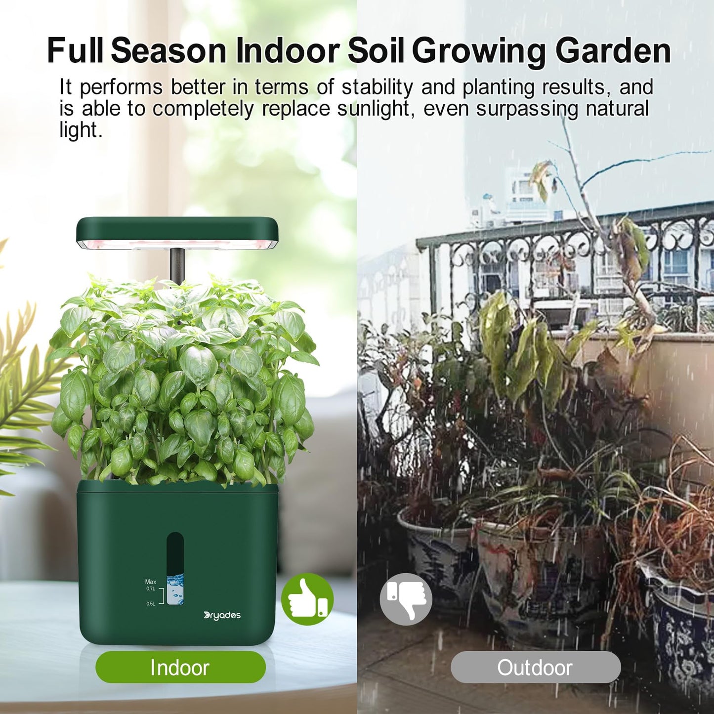DRYADES 2-Pack Indoor Planting System Smart Soil Growing Kit with 17-W LED Grow Light Automatic Timed Watering Planters Gift for Friends/Women (No Seeds&Soil)