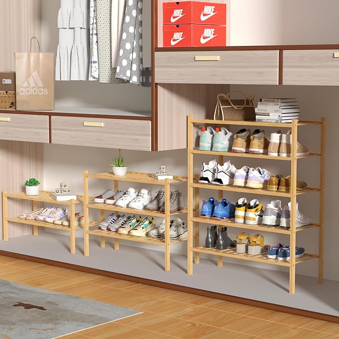 ROMGUAR CRAFT 5 Tier Bamboo Shoe Rack