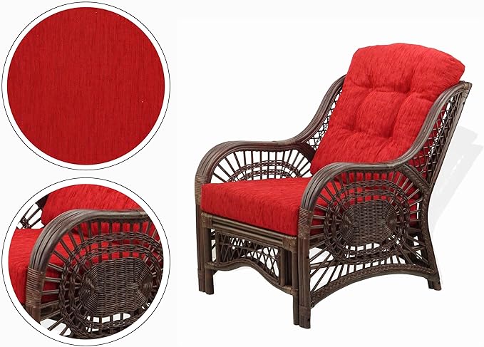 Malibu Lounge Set of 4: 2 Natural Rattan Wicker Chairs, Three-Seater Sofa