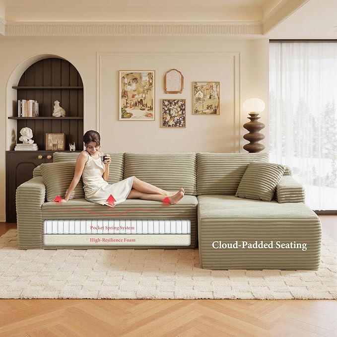 96" Sectional Couches for Living Room Cloud Couch Sofa