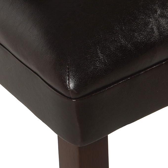 HomePop Parsons Upholstered Accent Dining Chair, Dark Brown Faux Leather