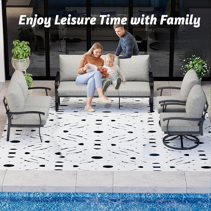 HOMREST Outdoor Furniture Thickened Cushion 360 Degree Swivel Rocking Patio