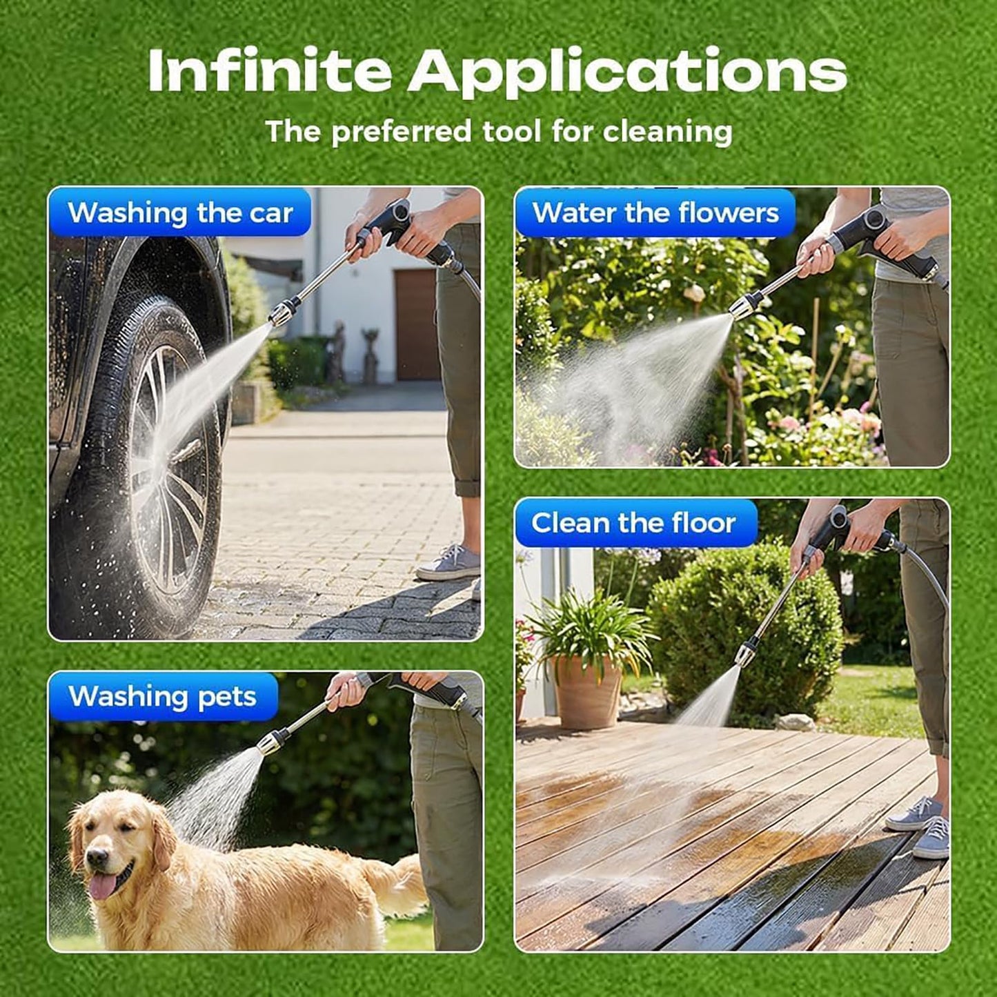 Aquoxis Pressure Washer, High Pressure Power Washer with Adjustable Nozzle, Universal Garden Hose Connection, Multi Spray Modes for Car Patio Outdoor Cleaning (A)