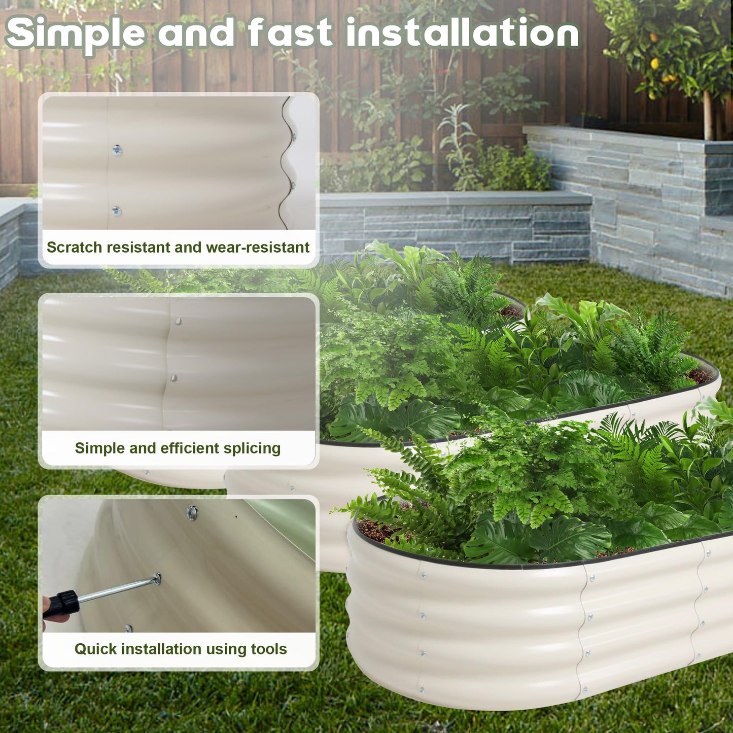 ToBoom Galvanized Raised Garden Bed Kit Outdoor Metal Garden Planter Box for Backyard Gardening, Planting Vegetables, and Patio (59"x23.6"x11.8")