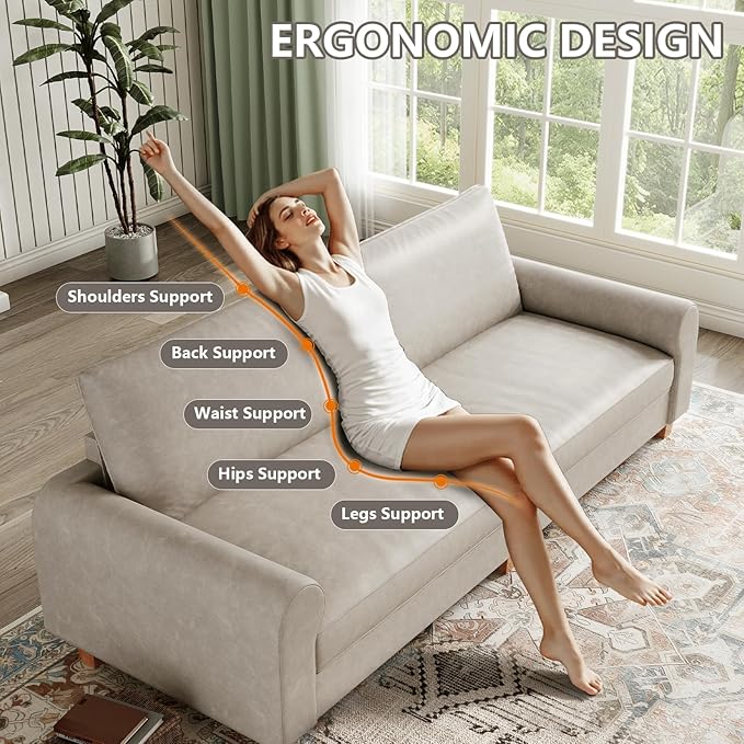 EASE MOOSE 88.5" Large Seat Faux Leather Loveseat Sofa, Waterproof and