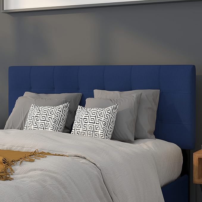 Flash Furniture Bedford Tufted Upholstered Full Size Headboard in Navy Fabric
