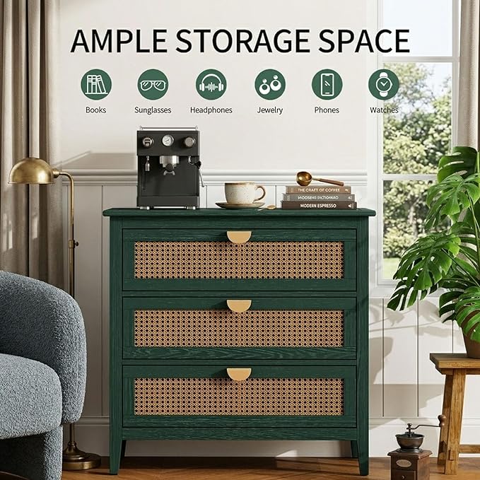 31.5" Retro Green Buffet Sideboard, Modern Coffee Bar Cabinet