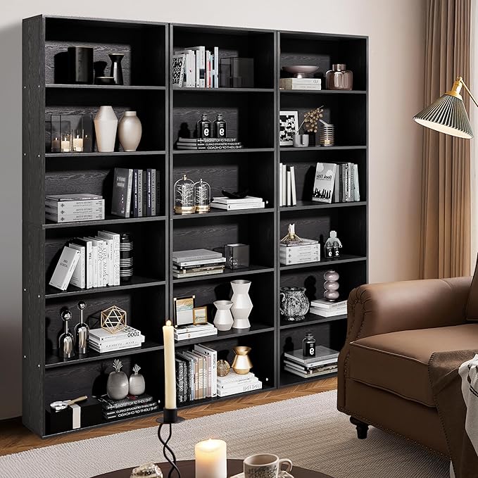 GRUSIGN 71" Tall 6-Tier Bookshelf, Large Open Display Bookcase