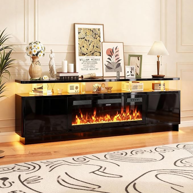 MXV 70" Fireplace TV Stand for TVs up to 80", Entertainment Center