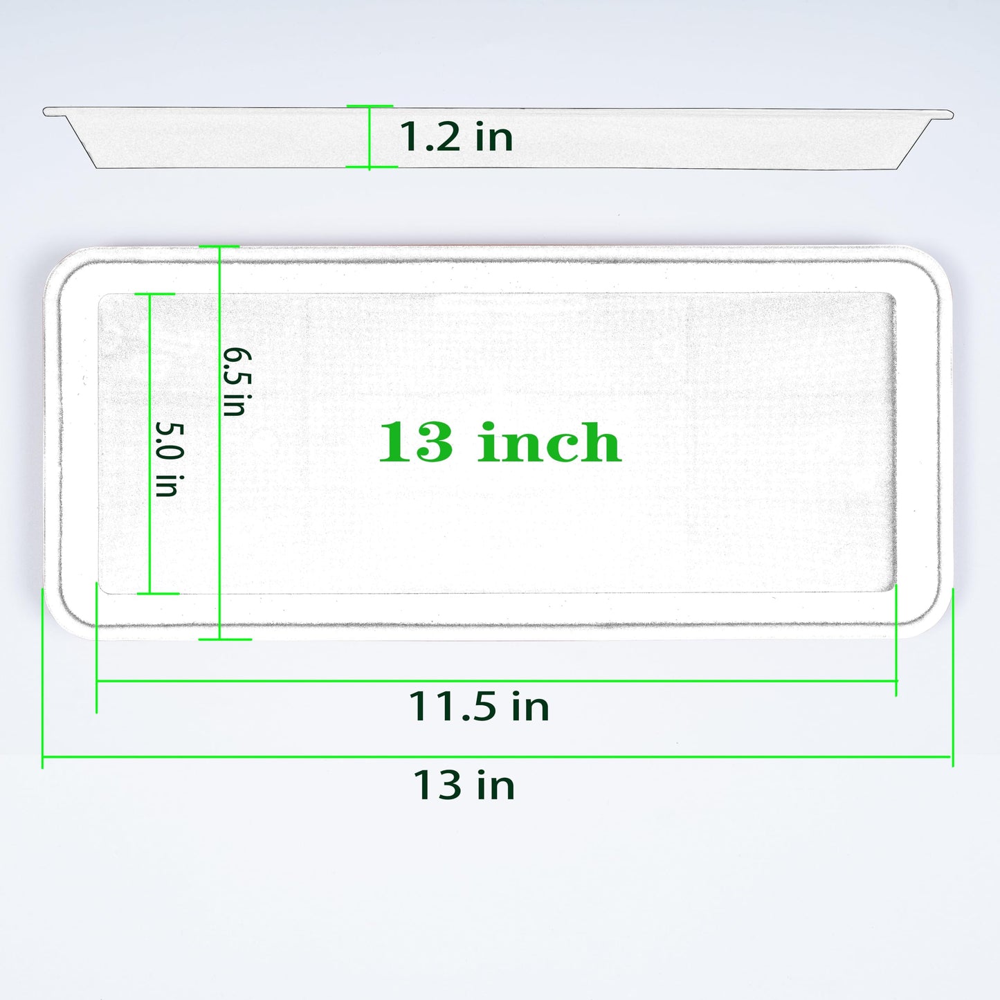 Vuwez Plant Saucer Tray, Heavy Sturdy Long Narrow Plastic Plant Saucers Drainage Trays for Indoors No Holes, Plant Drip Trays for Pots Base, Seed Starter Growing Tray (6.5 X 13 inch, Black)