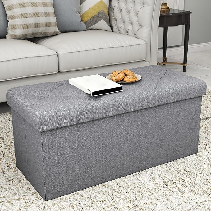 43 inch Storage Ottoman Bench, 30 inch Folding Storage Bench Ottoman,