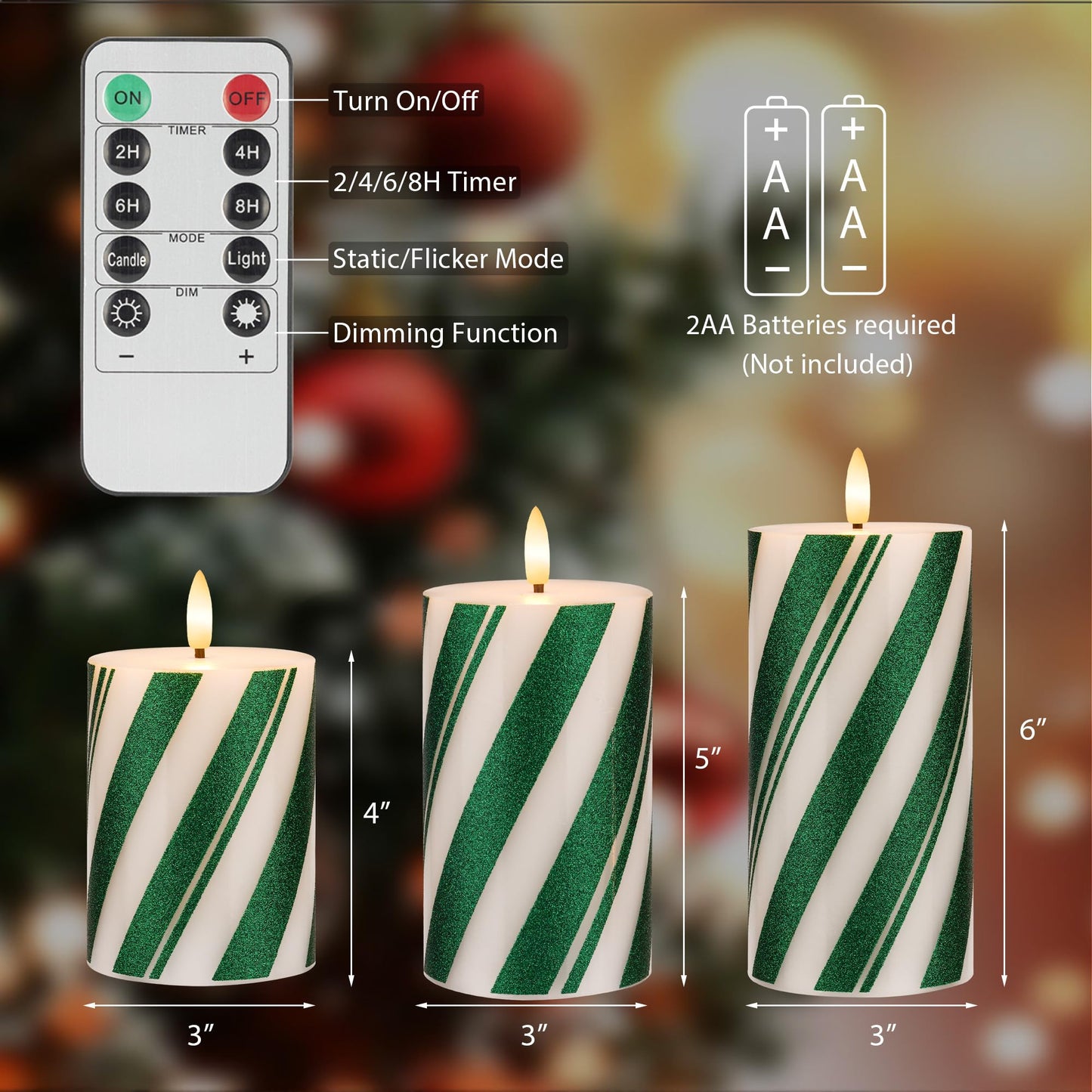 AFINETH Fall Flameless Candles, Maple Leaf Battery Operated with Remote, Glass Autumn LED Flickering Pillar Candles for Fall, Thanksgiving, Harvest, Halloween Decor, 3 Pack