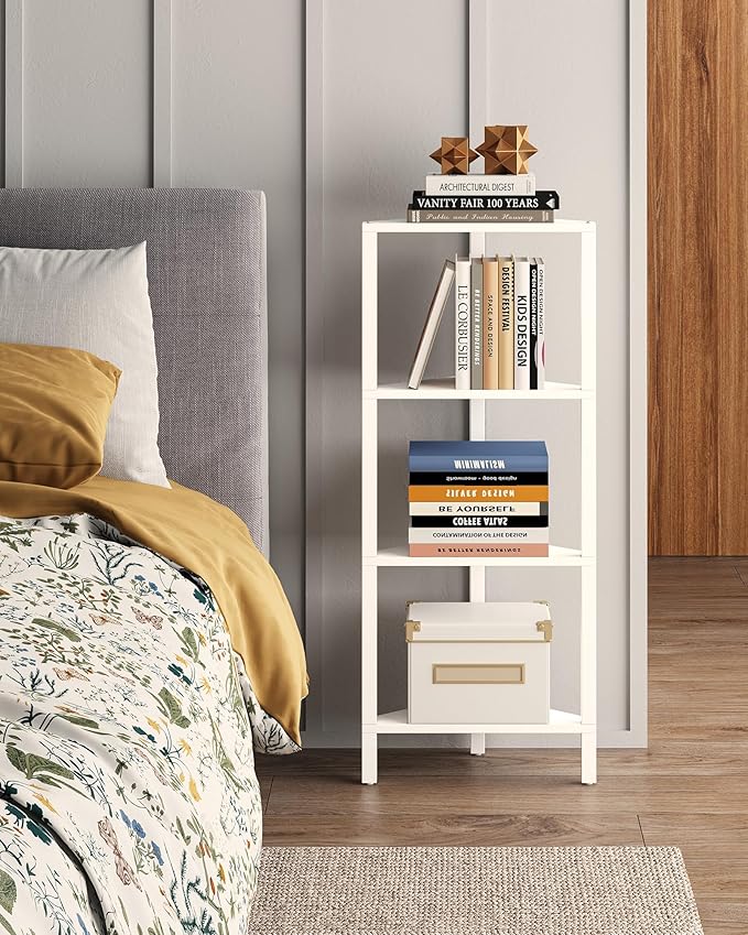 TUTOTAK Corner Shelf, 4-Tier Corner Bookshelf