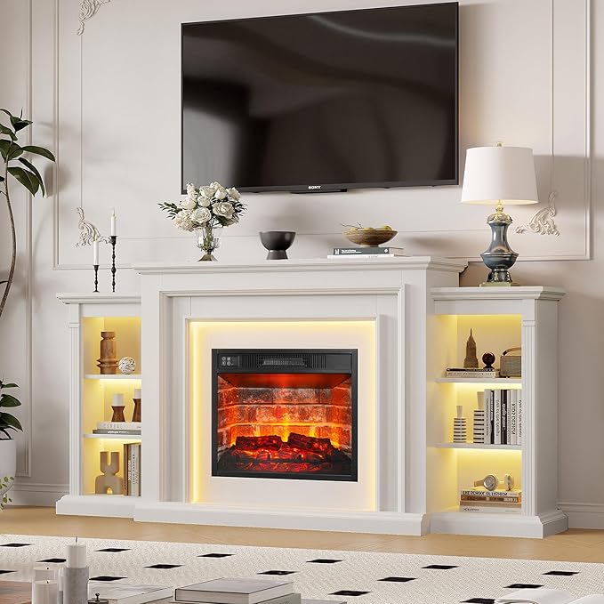 72" LED Lights Electric Fireplace
