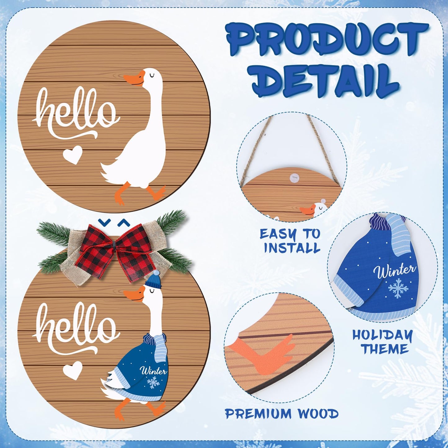 Seasonal Interchangeable Welcome Home Sign,Graduation Porch Goose Welcome Sign Front Door Decor With 4 Seasonal Wreaths and 32 Changeable Icons, Rustic Wood Wall Porch Hanger for Holiday Halloween Christmas Housewarming Gift