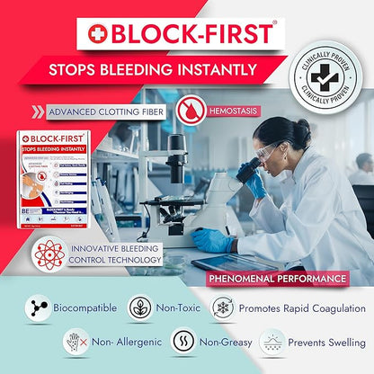 BLOCK-FIRST Advanced First Aid Kit– Stops Bleeding Instantly & Prevents Stitches, Emergency Trauma Medical Kit for Home, Car, Travel, Camping, Hiking, Office, Sports, Outdoor Survival, Multi-Use Pack