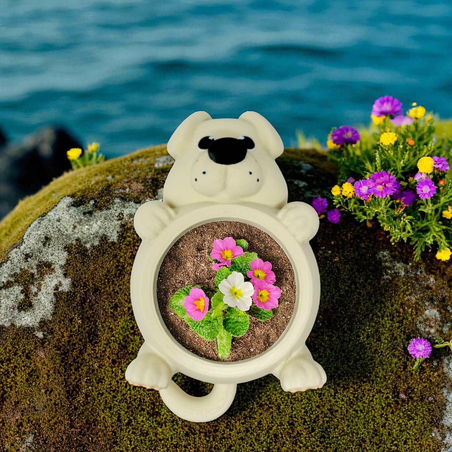 Mivi Collection Chonky Dog Belly Plant Pot – Lay-Flat Pup Planter for Succulents, Funny Pet Lover Gift, Cute and Uselessly Helpful Dog Container for Home or Office Decor